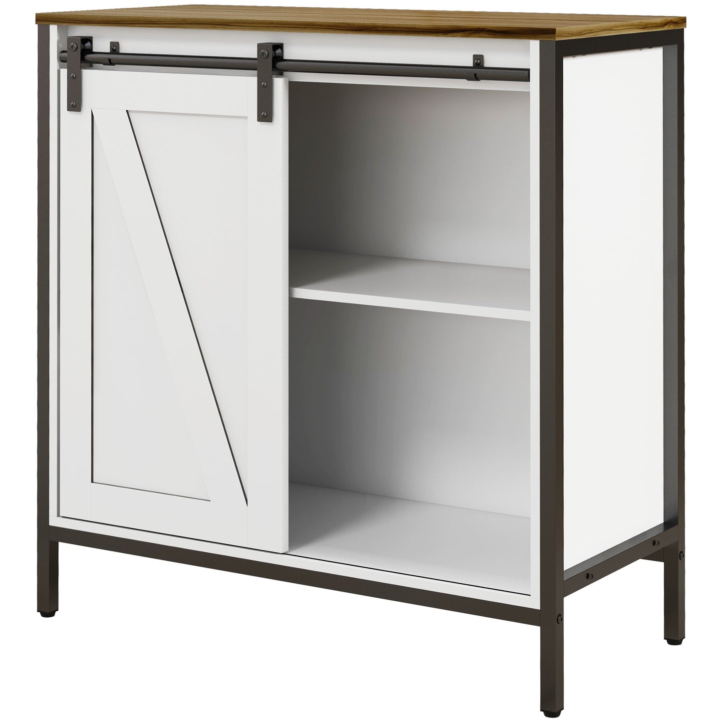 Belle Farmhouse Sideboard Buffet Cabinet - Brown+White