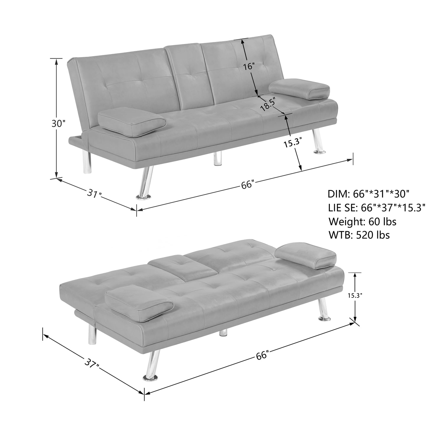 Nadi Convertible Sofa Bed - Coffee