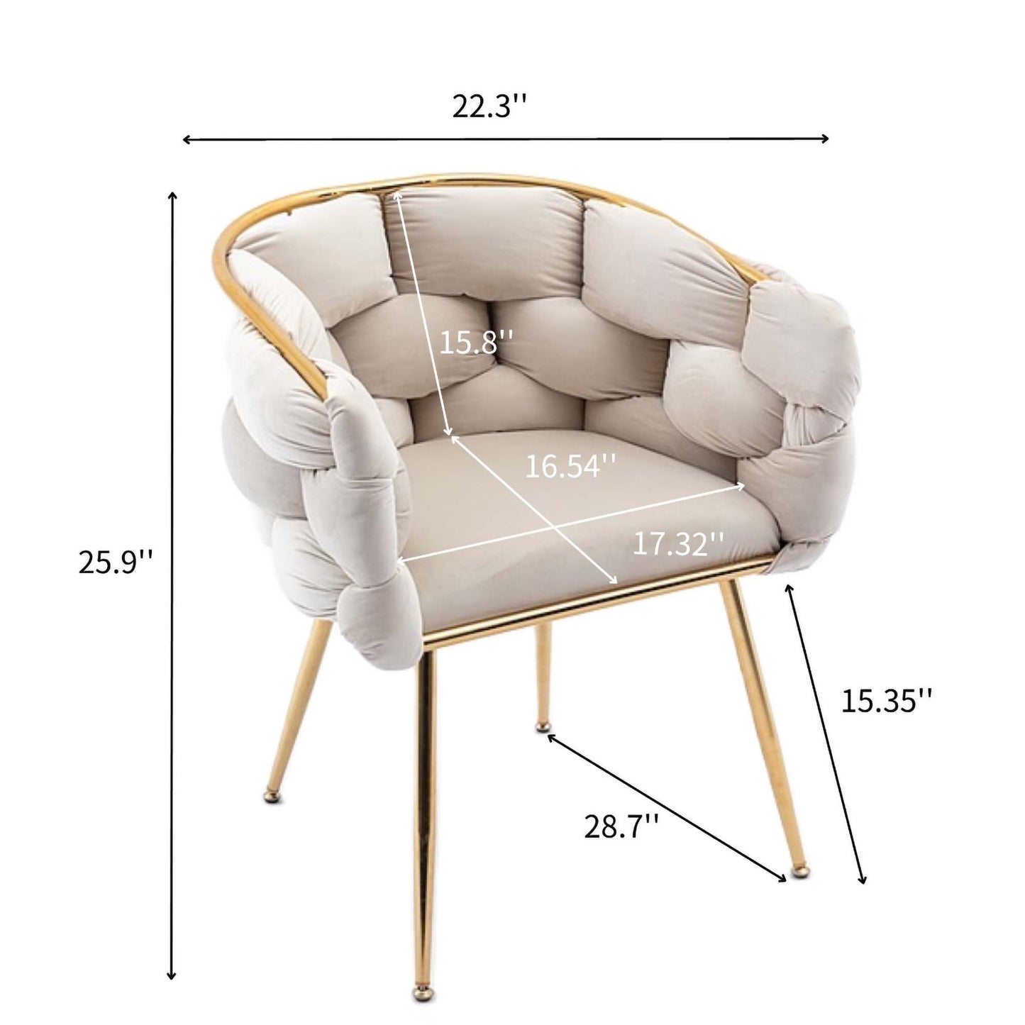 Luna Luxury Modern Velvet Chair - Beige