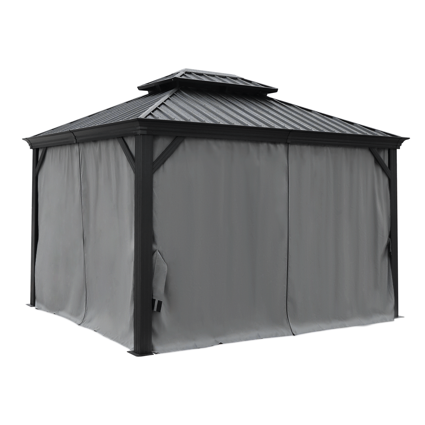 Delta 10X12 ft Patio Gazebo with Netting & Curtains - Black