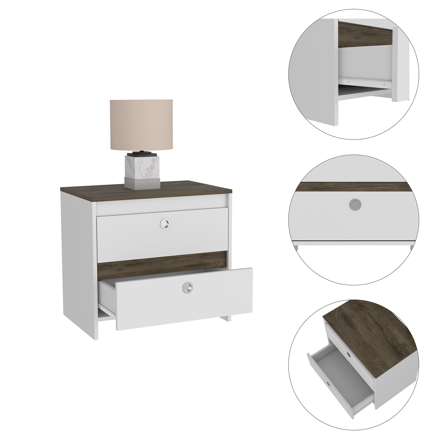 Otom Nightstand - Oak/White