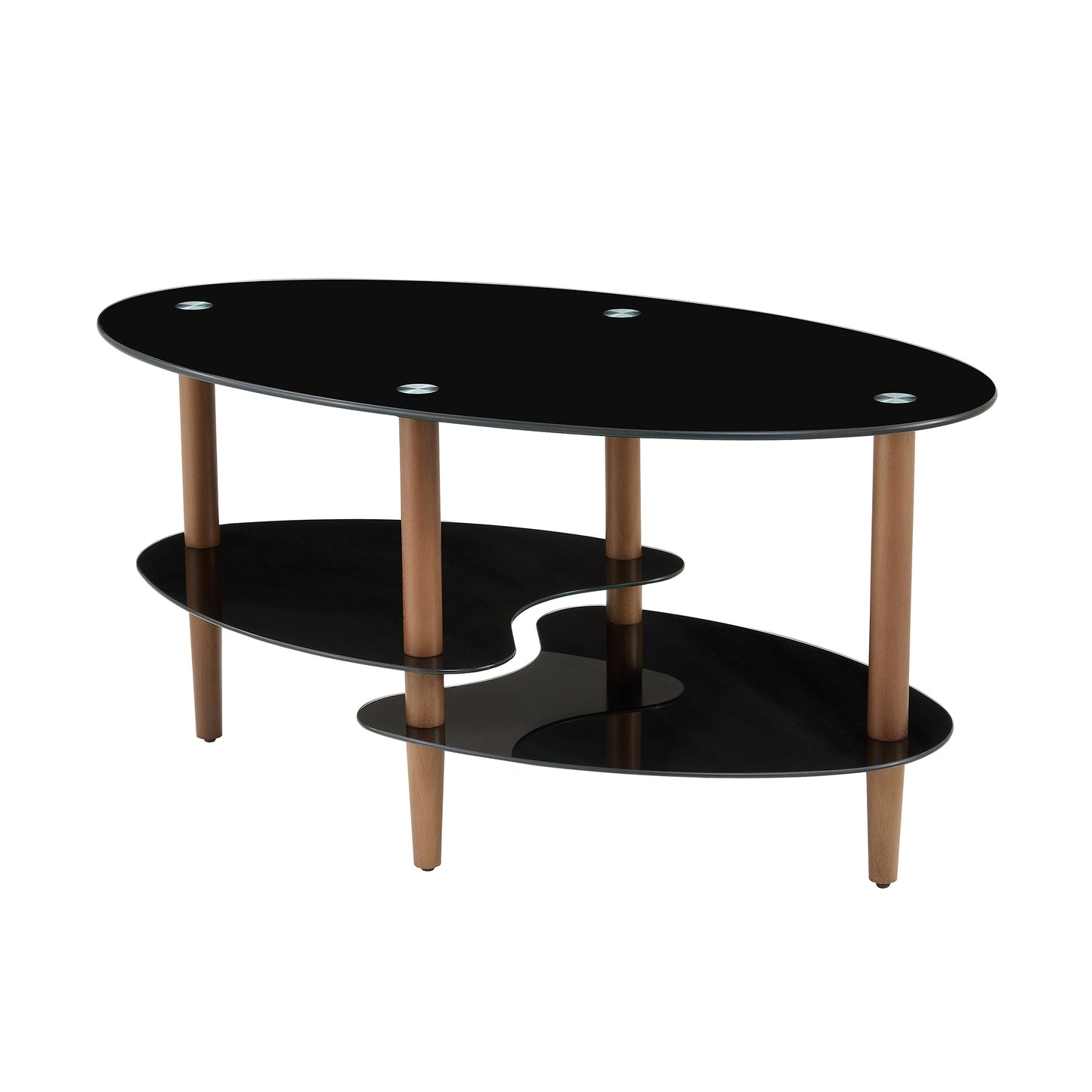 Oval glass coffee table - Black