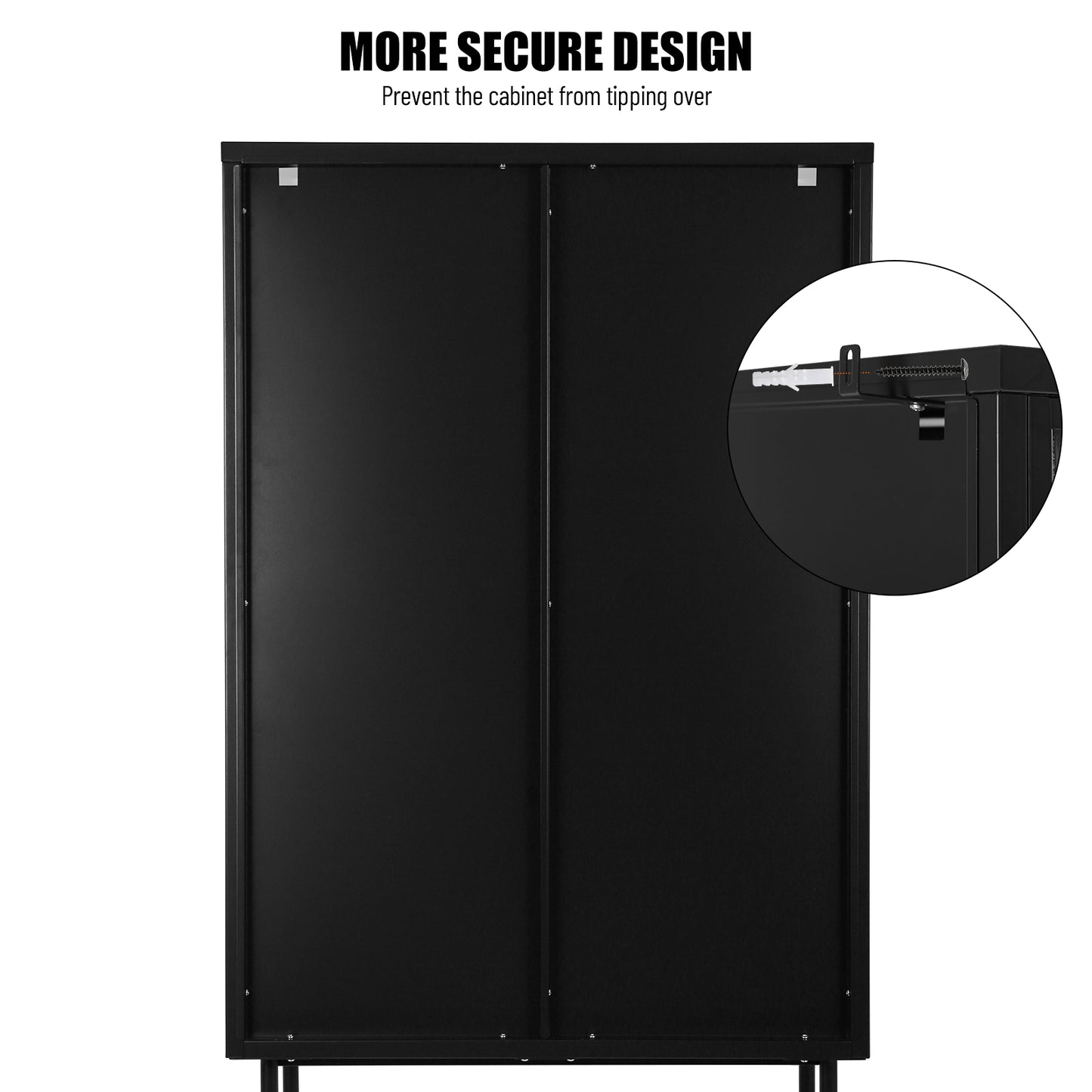 Renoe Tampered Glass Doors Cabinet - Black