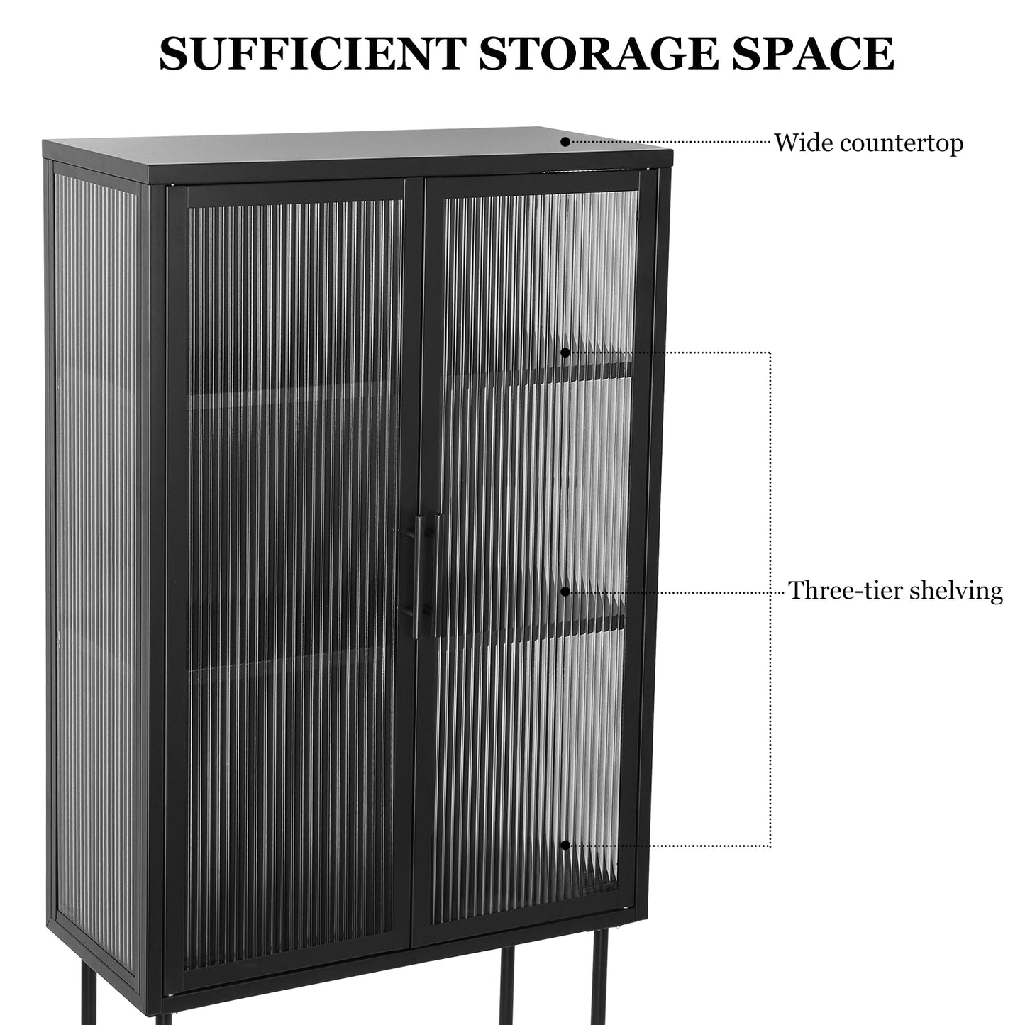 Renoe Tampered Glass Doors Cabinet - Black