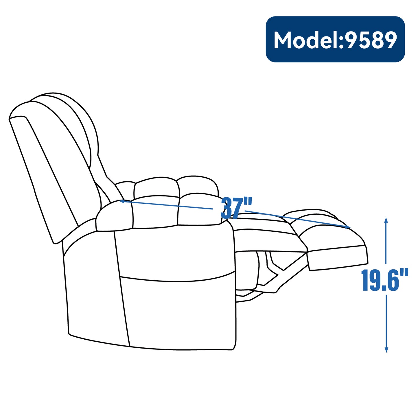 Nia Dual Motor Power Recliners Heat Massage - Blue