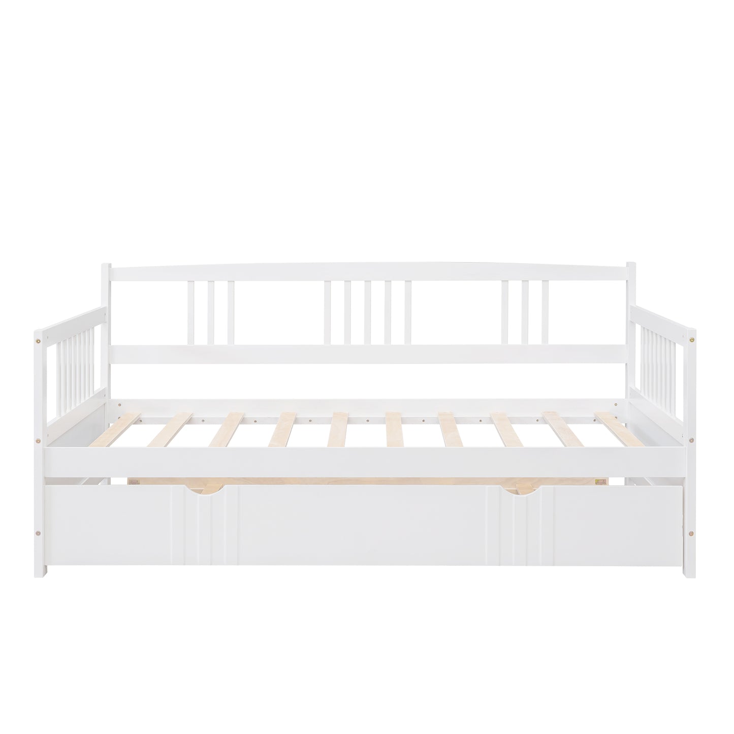 Lex Twin Size Wooden Daybed with Twin Size Trundle - White