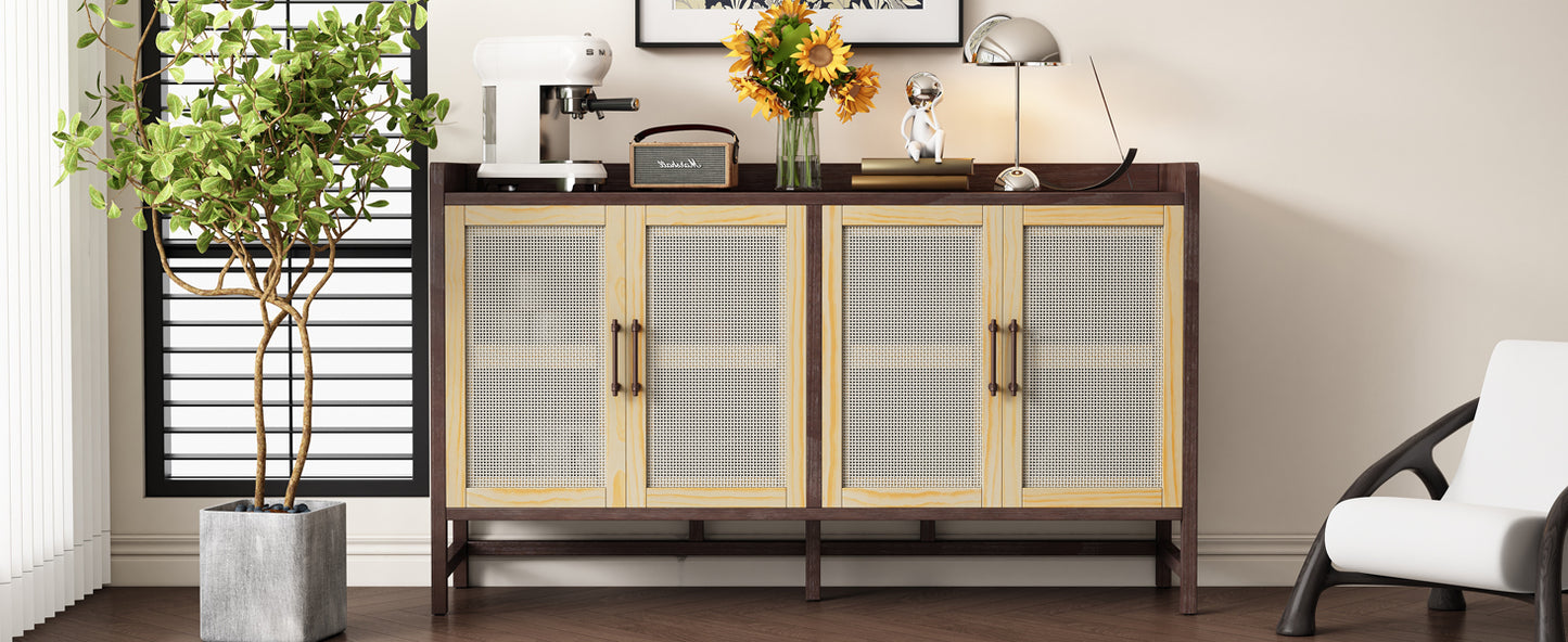 Hana Rattan Doors Sideboard Buffet - Walnut