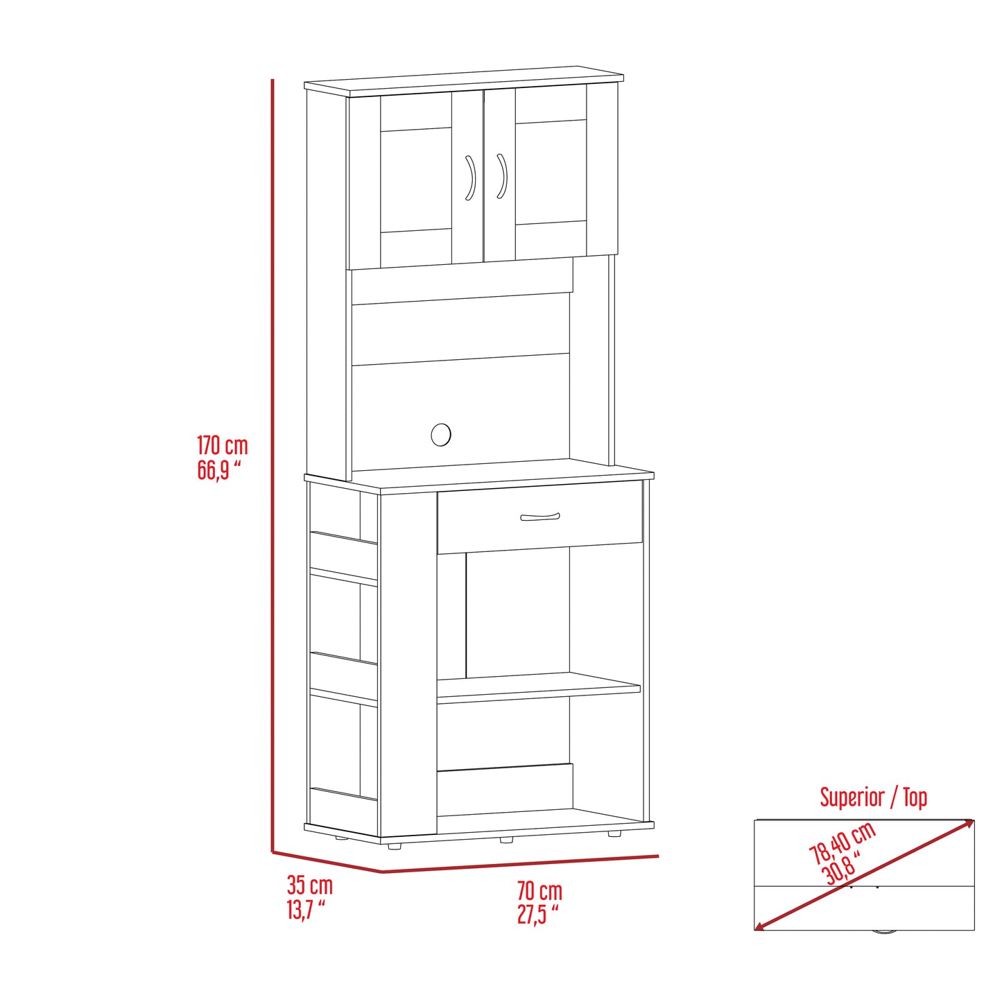 Hopkins 1-Drawer 3-Shelf Pantry Cabinet - White