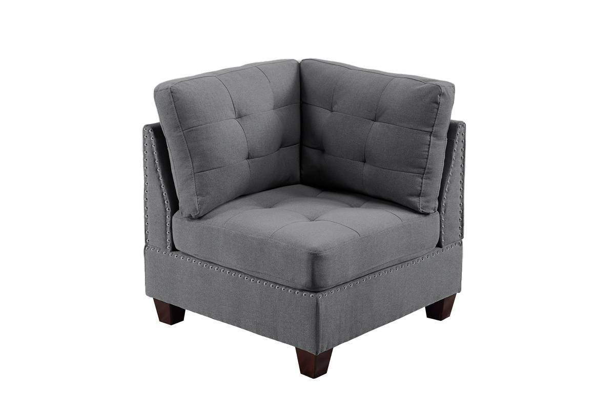 Eleni Modular Sectional 6pc Set 2x Corner Wedge 2x Armless Chairs and 2x Ottomans - Gray