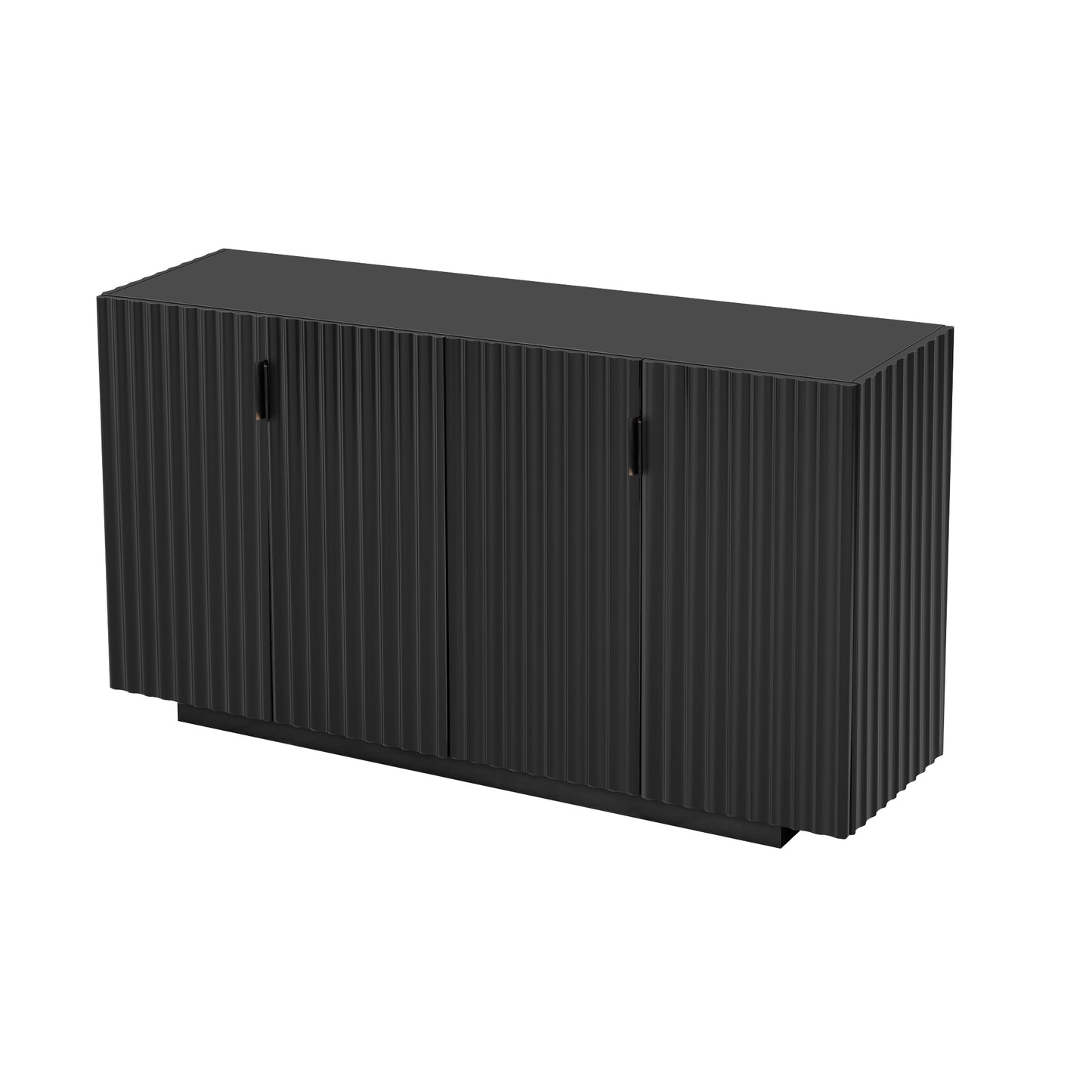 Lyons 4 Wavy Doors Ample Storage Space Sideboar - Black