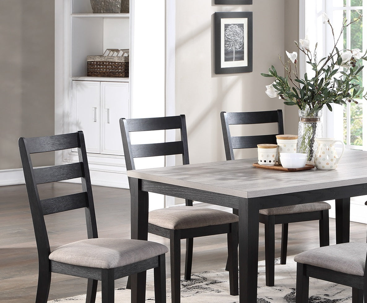 Zac 7pc Dining Set Wooden Top and Chairs Cushions Seats 2 Tone - Natural