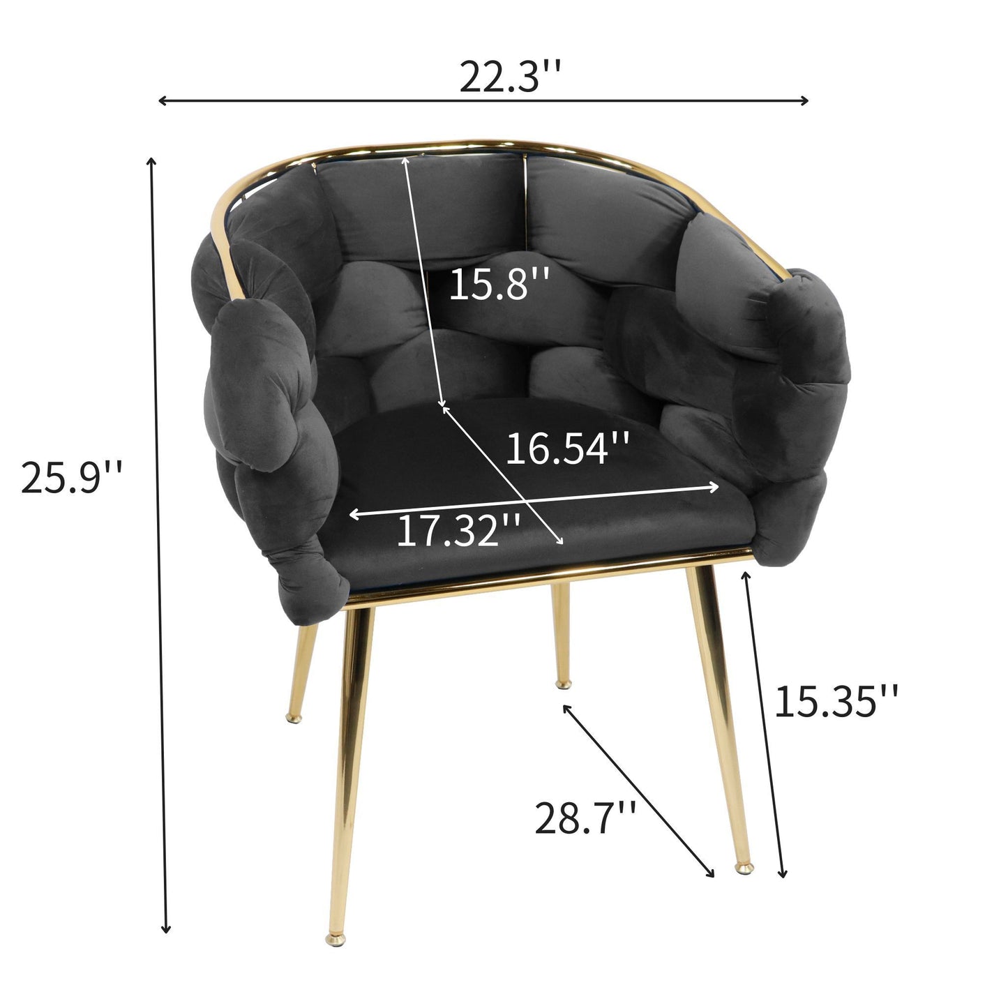 Luna Luxury Modern Velvet Chair - Black