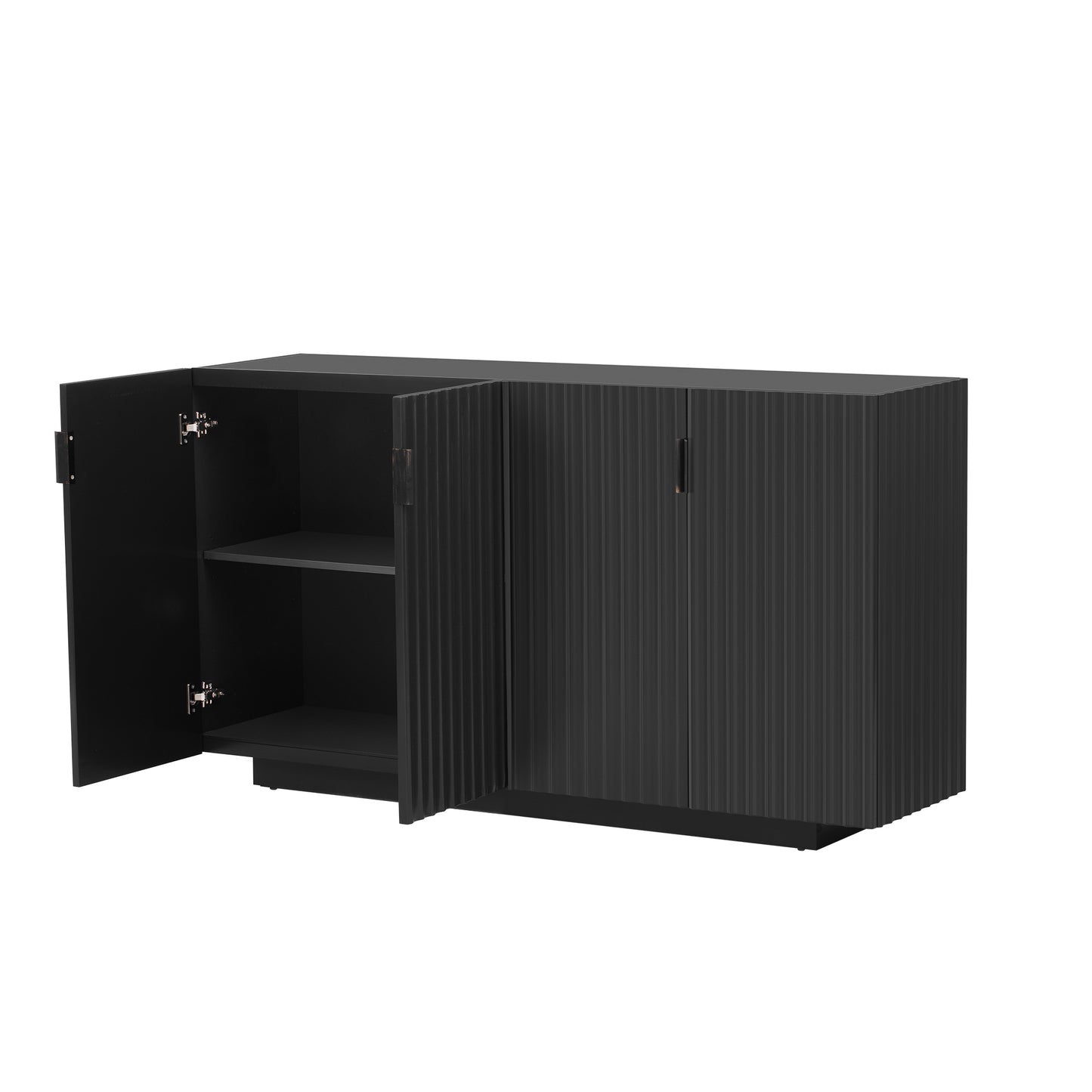 Lyons 4 Wavy Doors Ample Storage Space Sideboar - Black