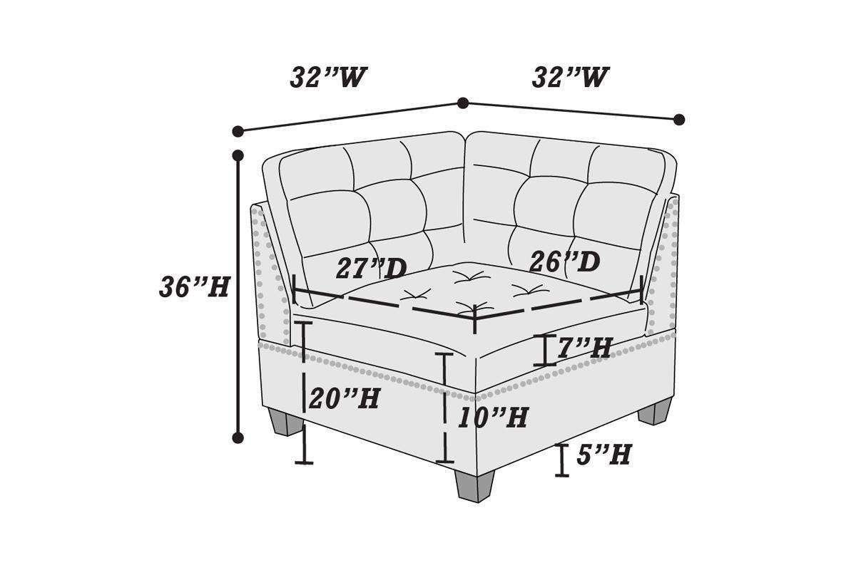 Eleni Modular Sectional 6pc Set 2x Corner Wedge 2x Armless Chairs and 2x Ottomans - Gray