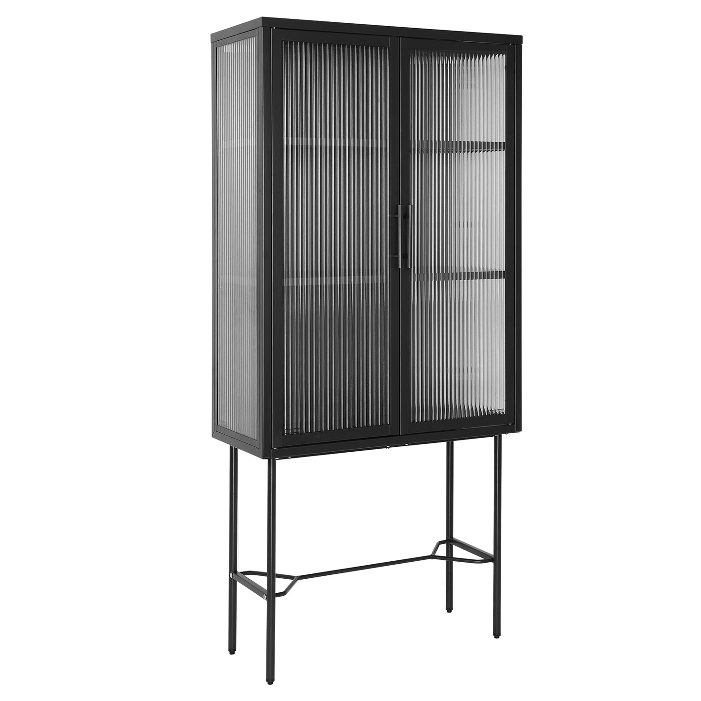 Renoe Tampered Glass Doors Cabinet - Black