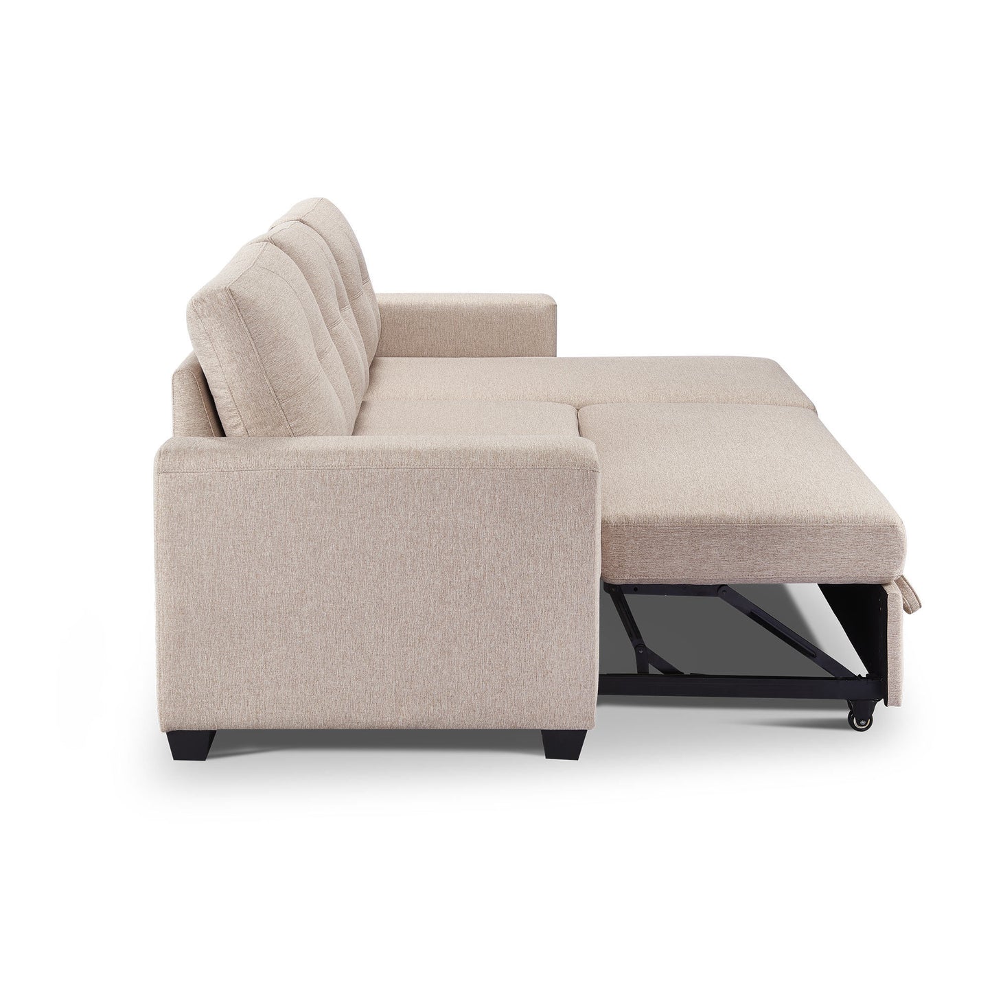 Panora L-Shape Pull-Out Sleeper Sectional Sofa - Beige