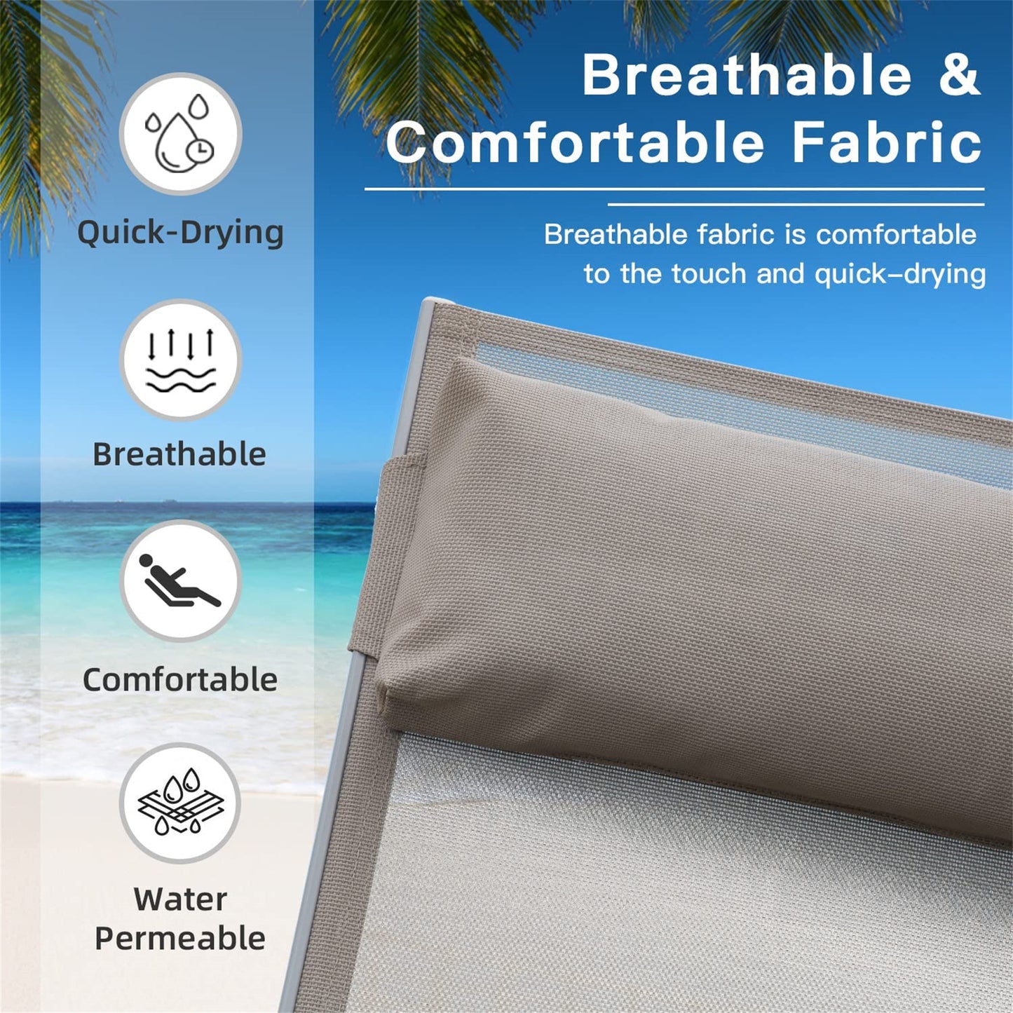 Renova Outdoor Adjustable Chaise Lounge (Set of 2) - Khaki