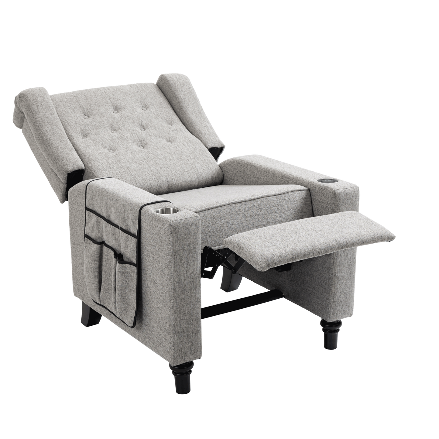 Cole Arm Pushing Fabric Recliner - Light Gray