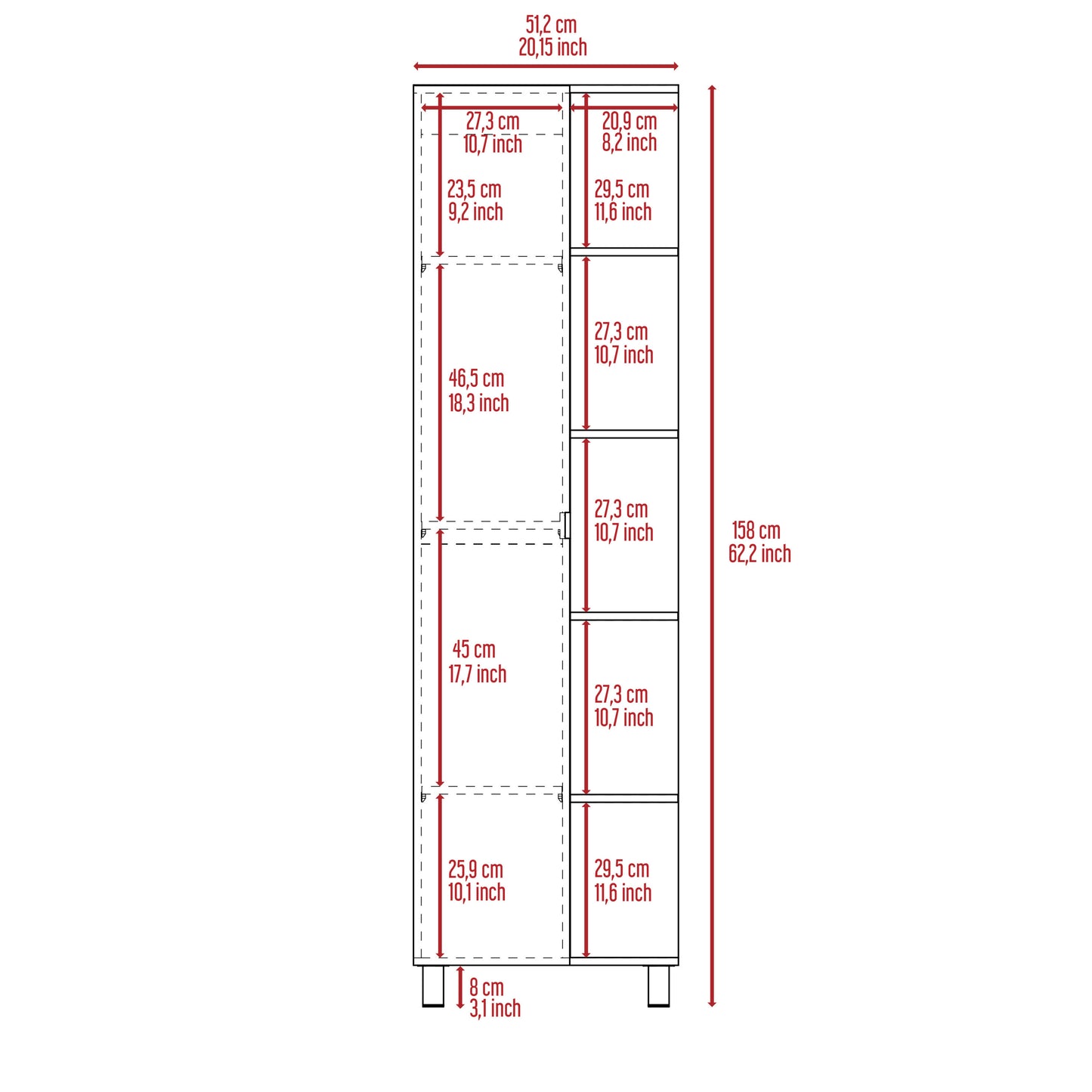 Portland 5-Shelf Linen Cabinet - Gray