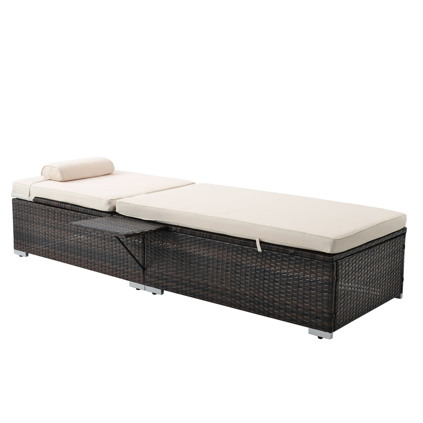 Valencia Outdoor PE Wicker Chaise Lounge (Set of 2) - Beige