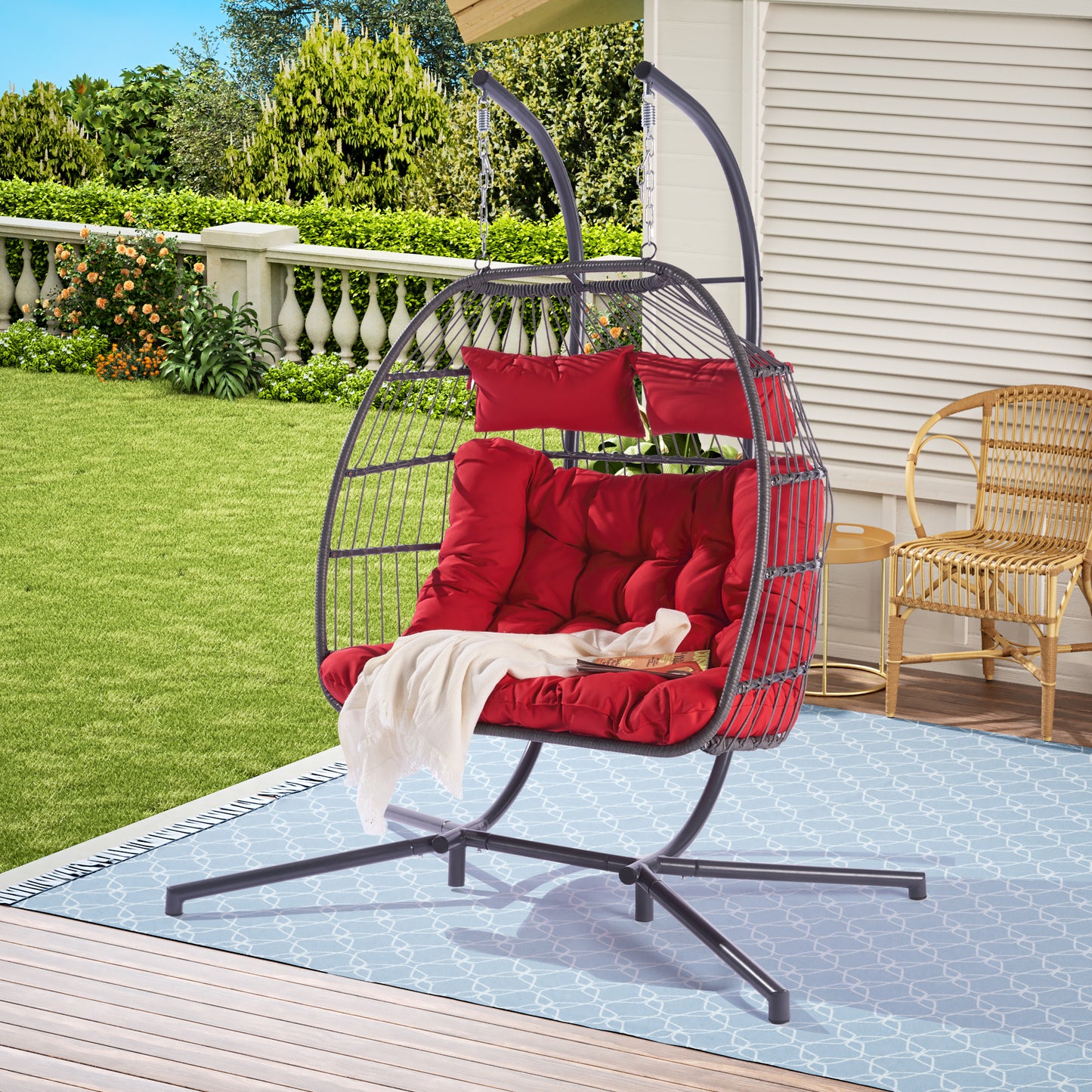 Thornton For 2 People Outdoor Rattan Hanging Chair - Red
