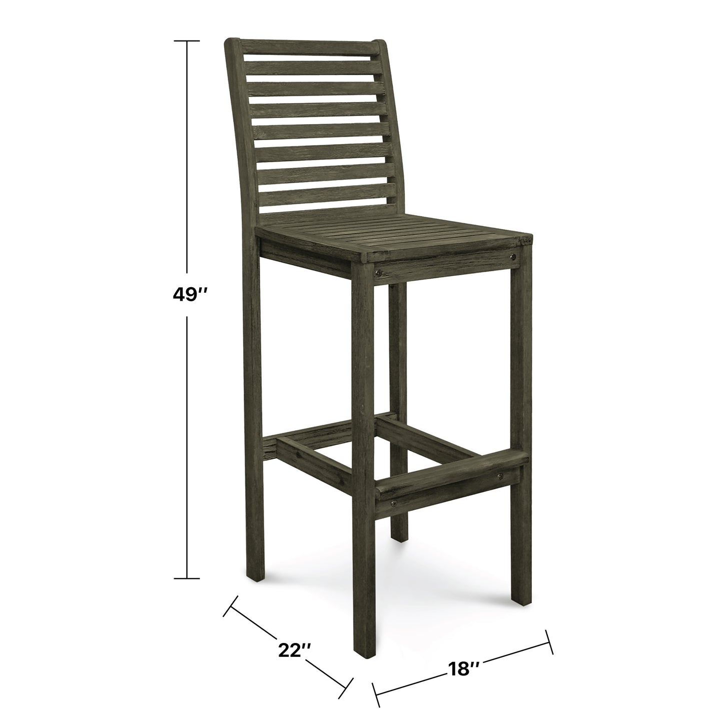 Renaissance Outdoor Patio Hand-scraped Wood Bar Chair