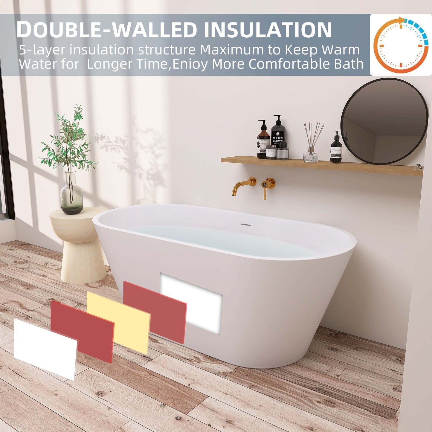 Elo 67" Acrylic Freestanding Soaking Bathtub - Gloss White