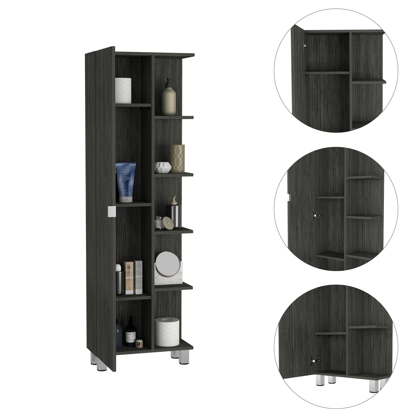 Portland 5-Shelf Linen Cabinet - Gray