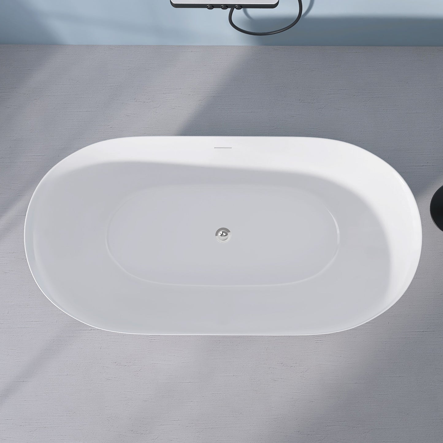 Nuvo 59" Acrylic Free Standing Oval Shape Soaking Tub - Matte Black+White