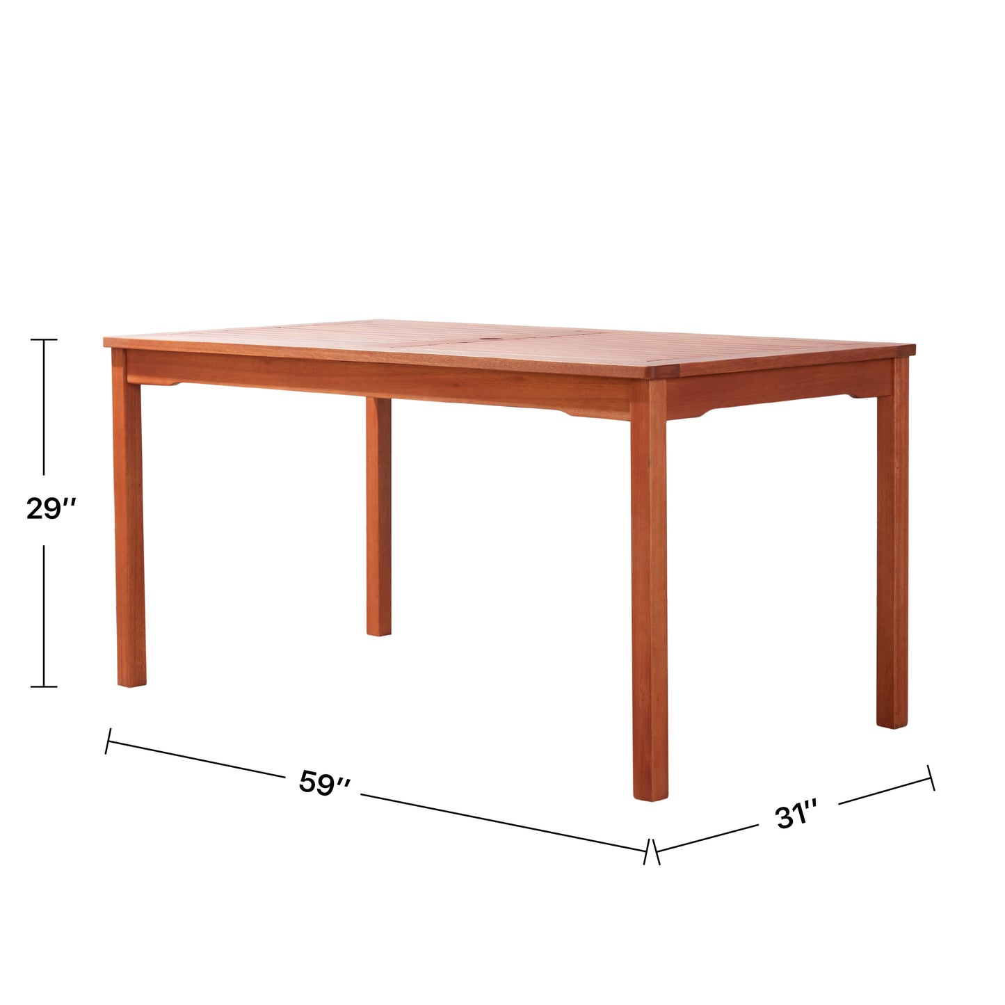 Alyssa Rectangular Coastal Wood Patio Dining Table - Natural