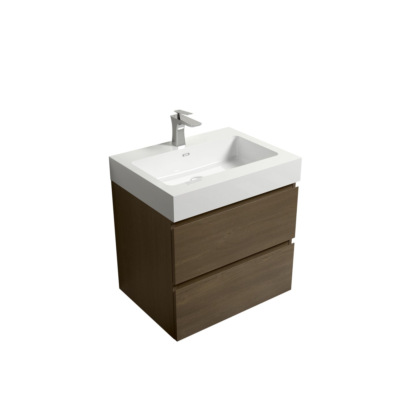 Bathroom Floating Vanity with Sink - Dark Oak