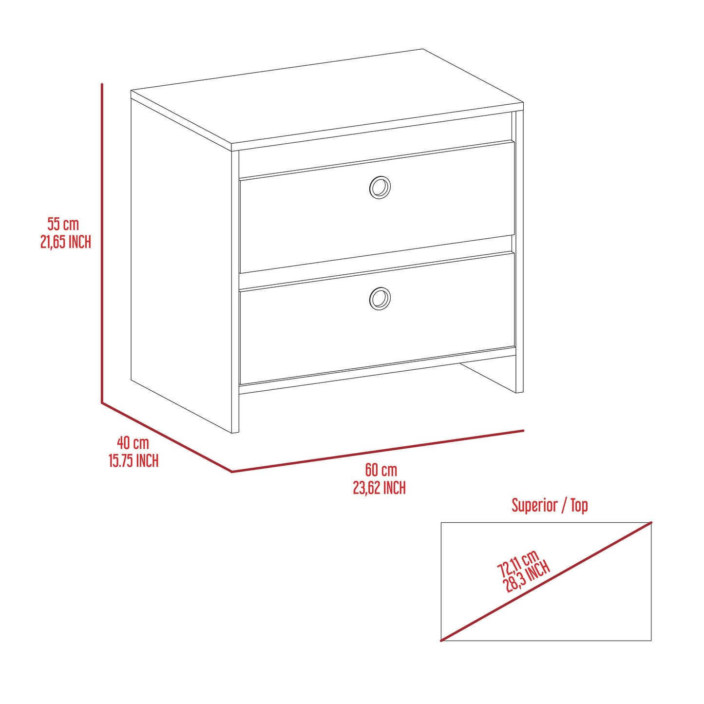Otom Nightstand - Oak/White