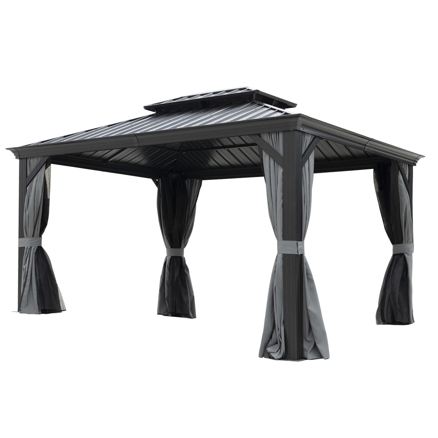 Delta 10X12 ft Patio Gazebo with Netting & Curtains - Black