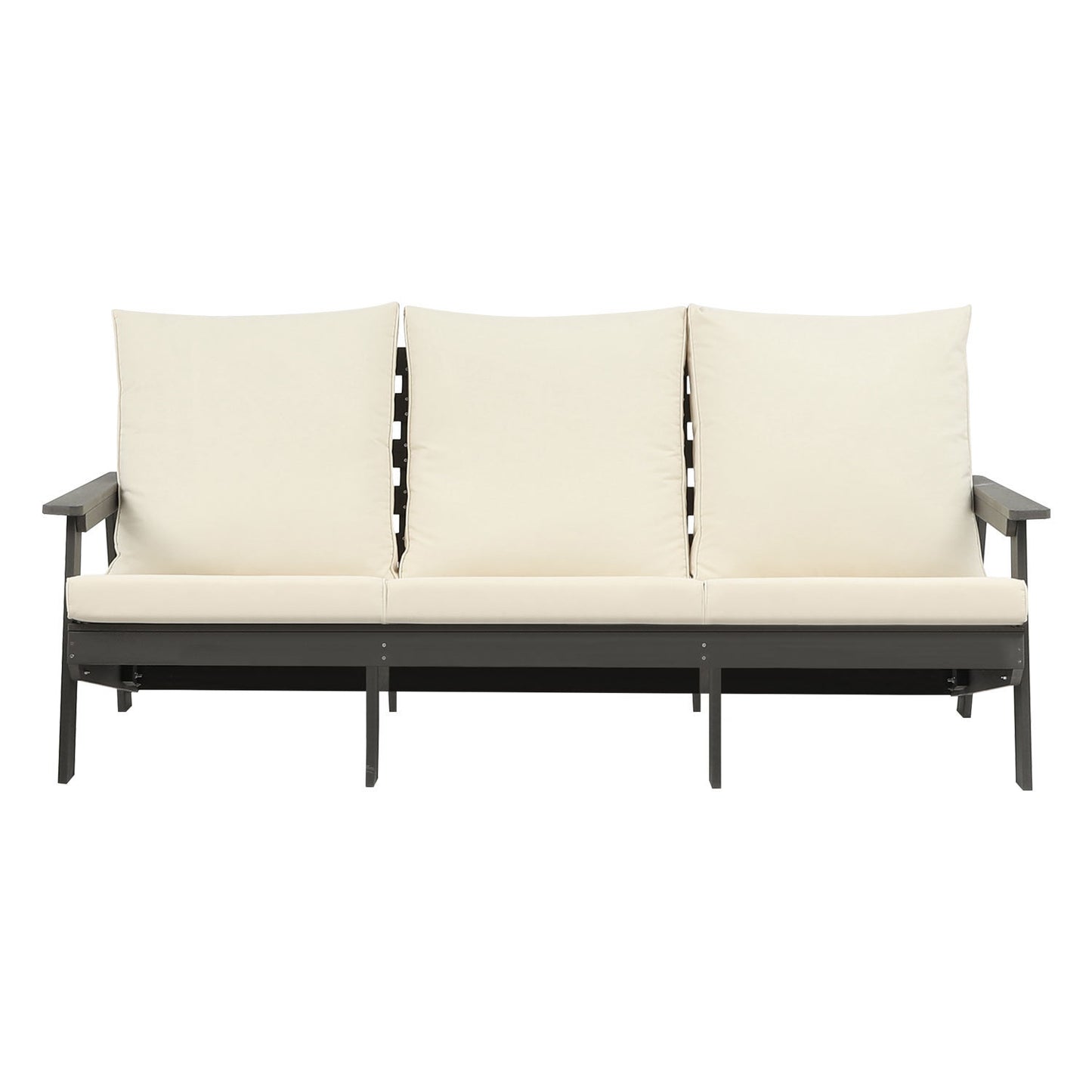 Micki Outdoor 3 Seater Sofa with Cushion - Gray/Beige