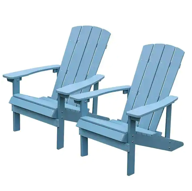 Aleta Patio Hips Plastic Adirondack Chair Lounger (2-Pack) - Lake Blue