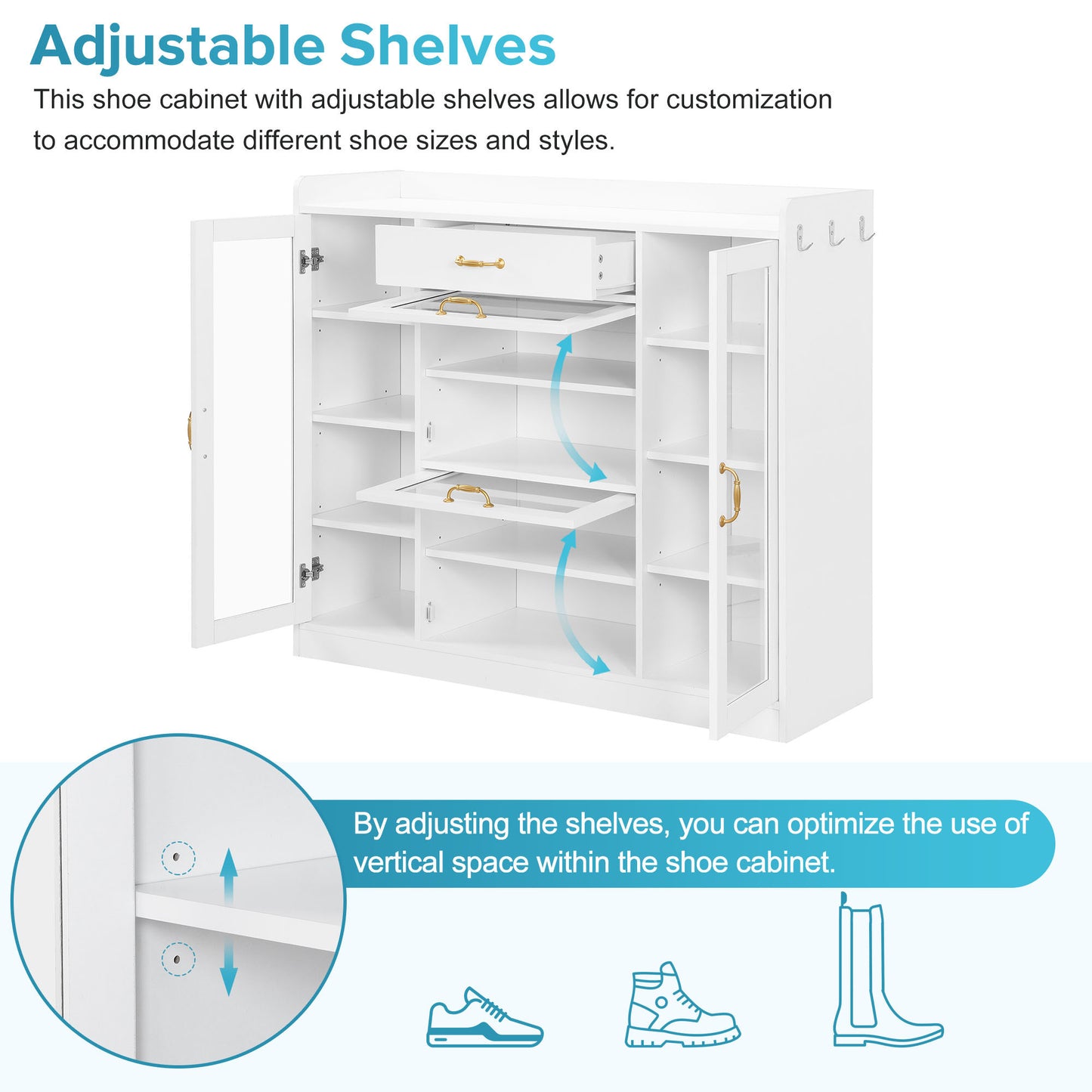 Karo Side Cabinet with 4 Glass Doors - White