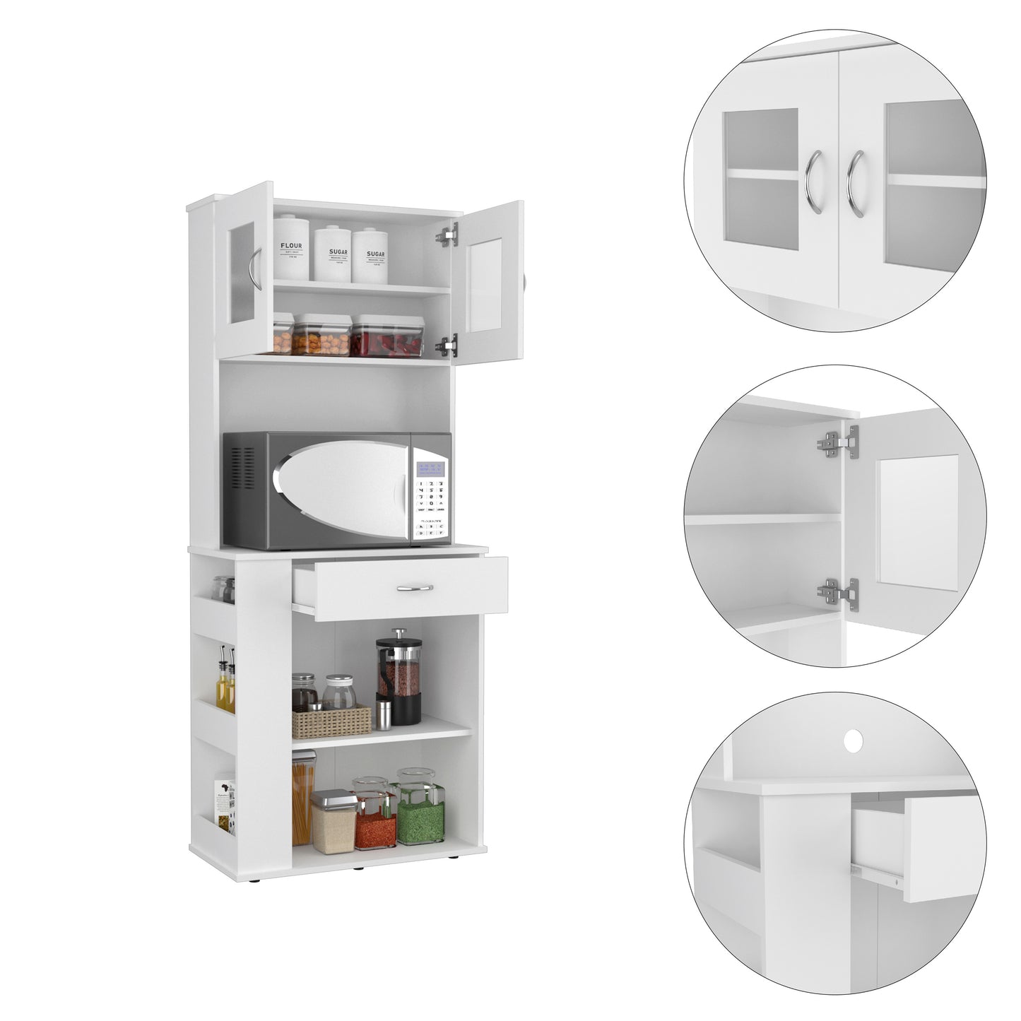 Hopkins 1-Drawer 3-Shelf Pantry Cabinet - White