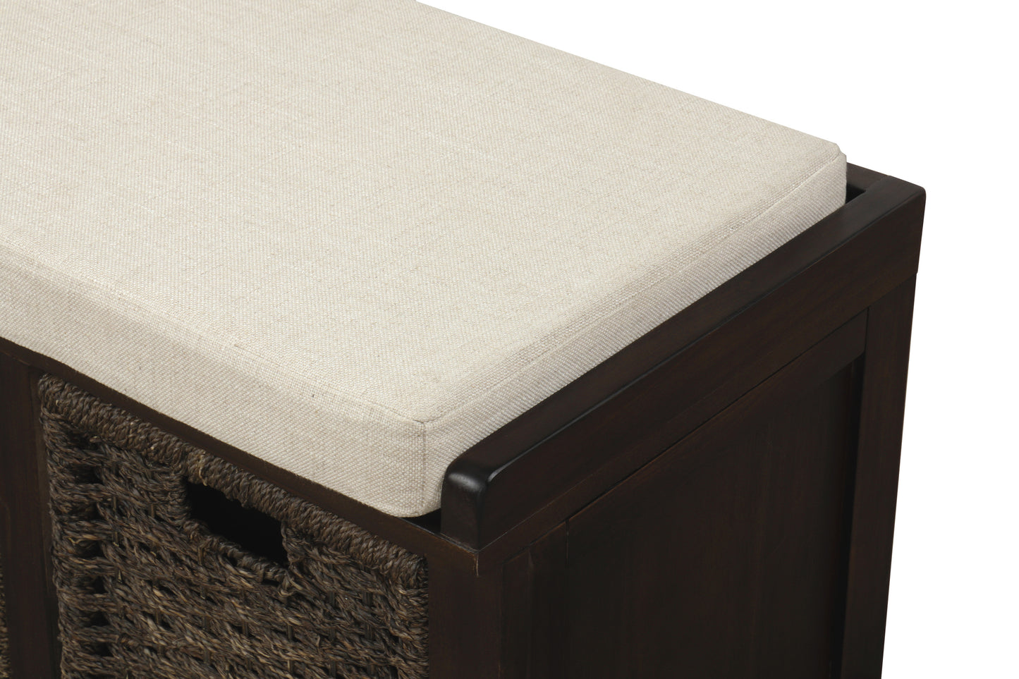 Bella Storage Bench with 3 Removable Classic Rattan Basket - Espresso