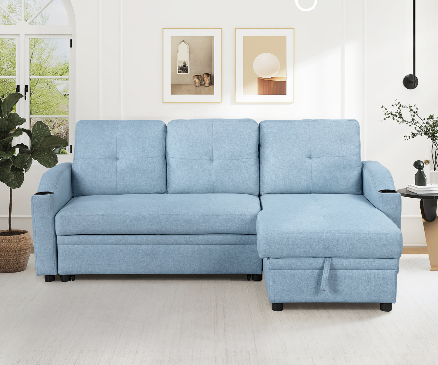 Oris Padded Pull Out Sofa Bed - Blue