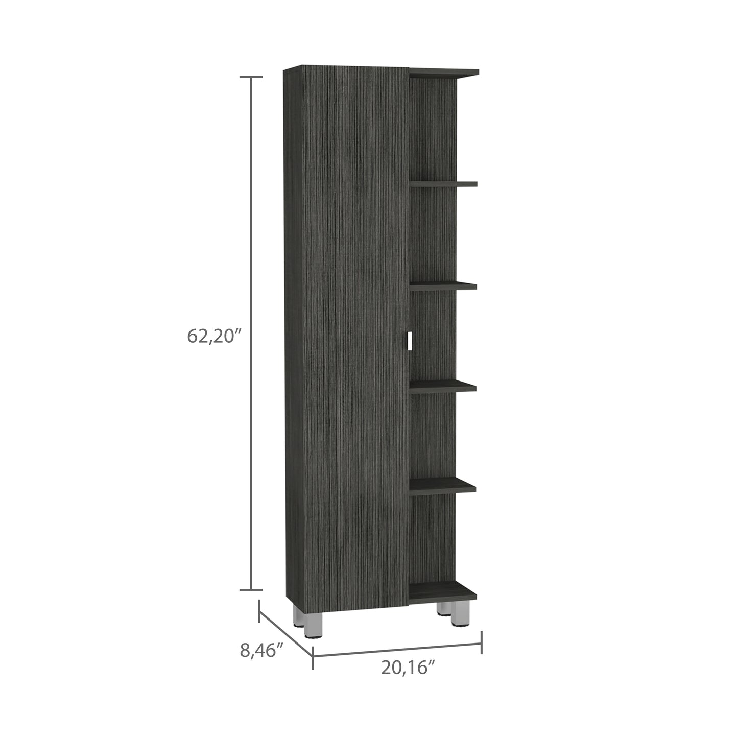 Portland 5-Shelf Linen Cabinet - Gray