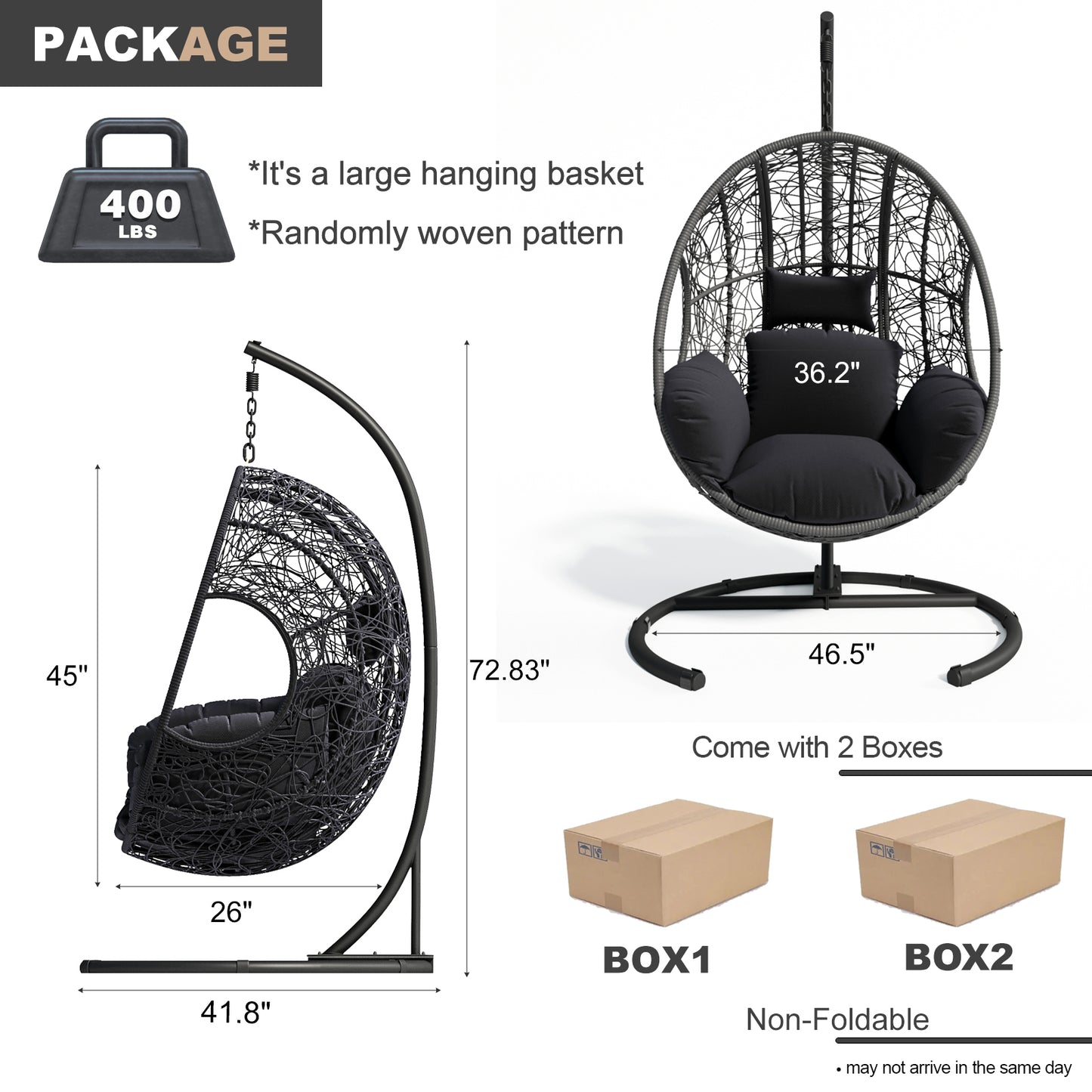 Beebe Wicker Swing Chair With Stand - Gray