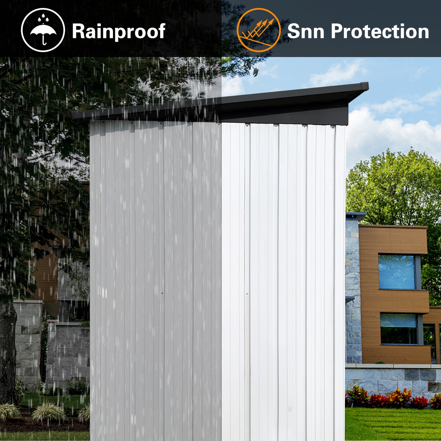 Morton 5 X 4 ft Metal Garden Sheds Outdoor Storage - White+Black