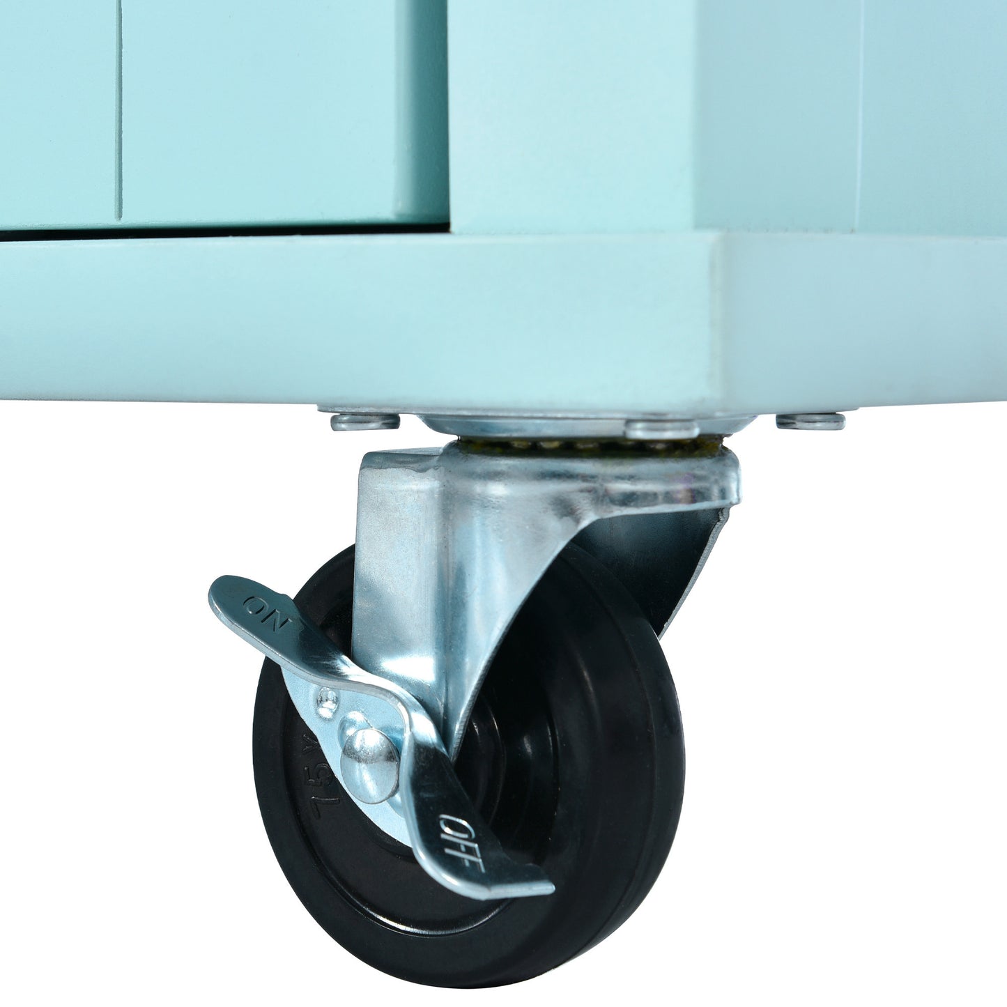 Culinary Kitchen Cart with Countertop With Barn Door - Mint Green