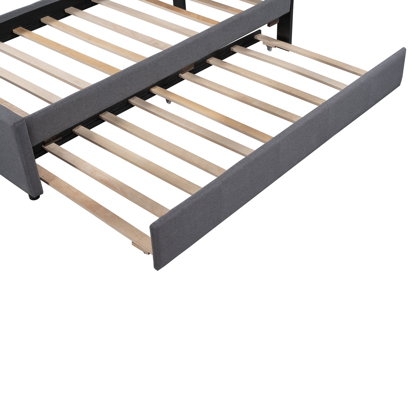 Dreamscape Twin Linen Upholstered Platform Bed with Headboard and Trundle