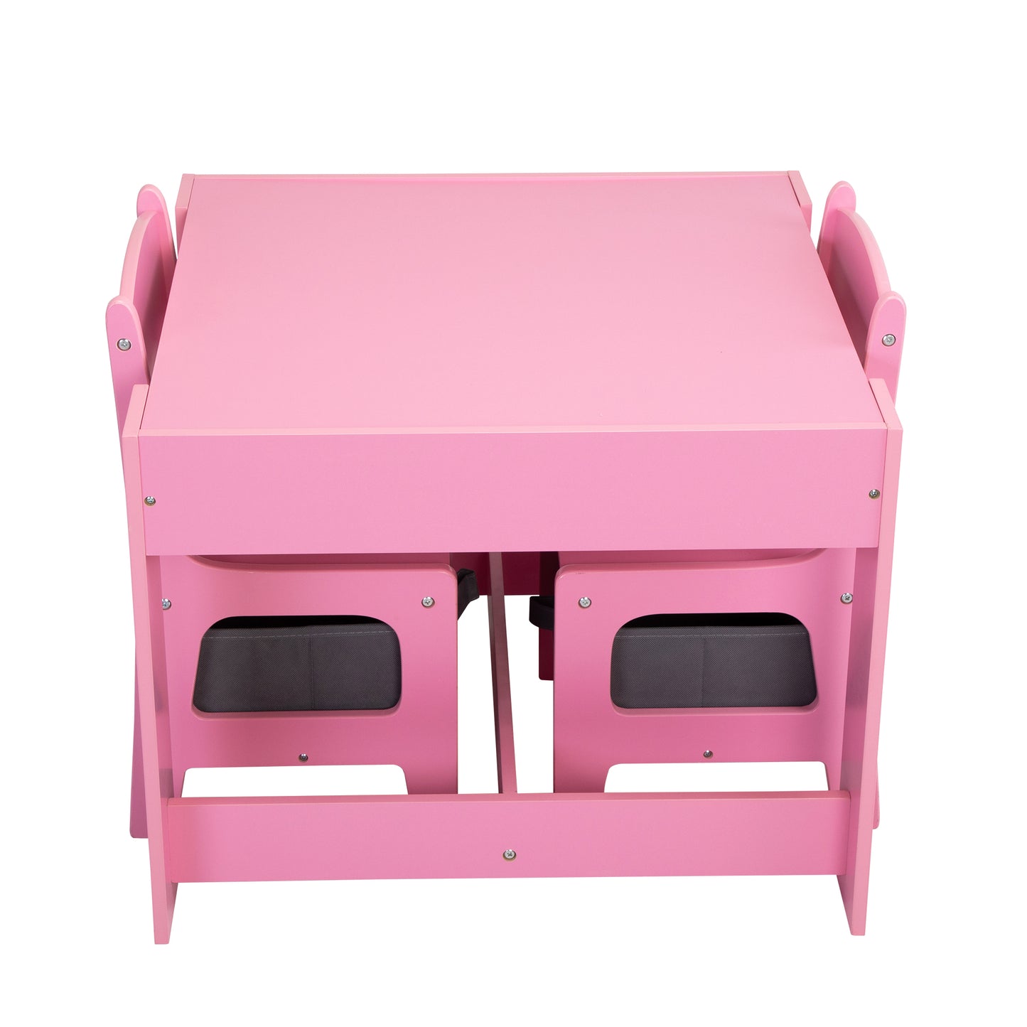 3-in-1 Kids Wood Table and 2 Chairs - Pink