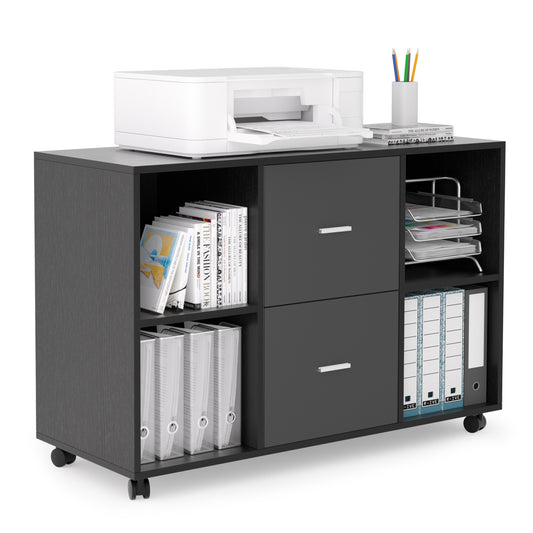 Wooden Horizontal File Cabinet  - Dark Grey