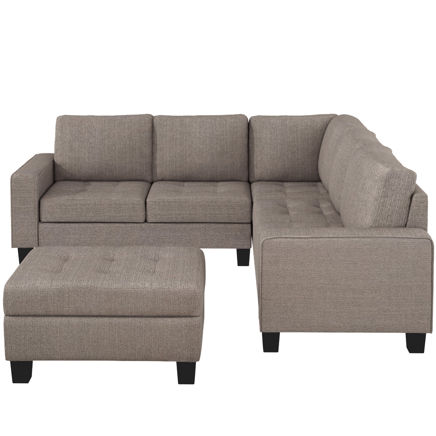 OrisLux Sectional Lounge: Ultimate Space-Saving Sofa with Ottoman & Cup Holders