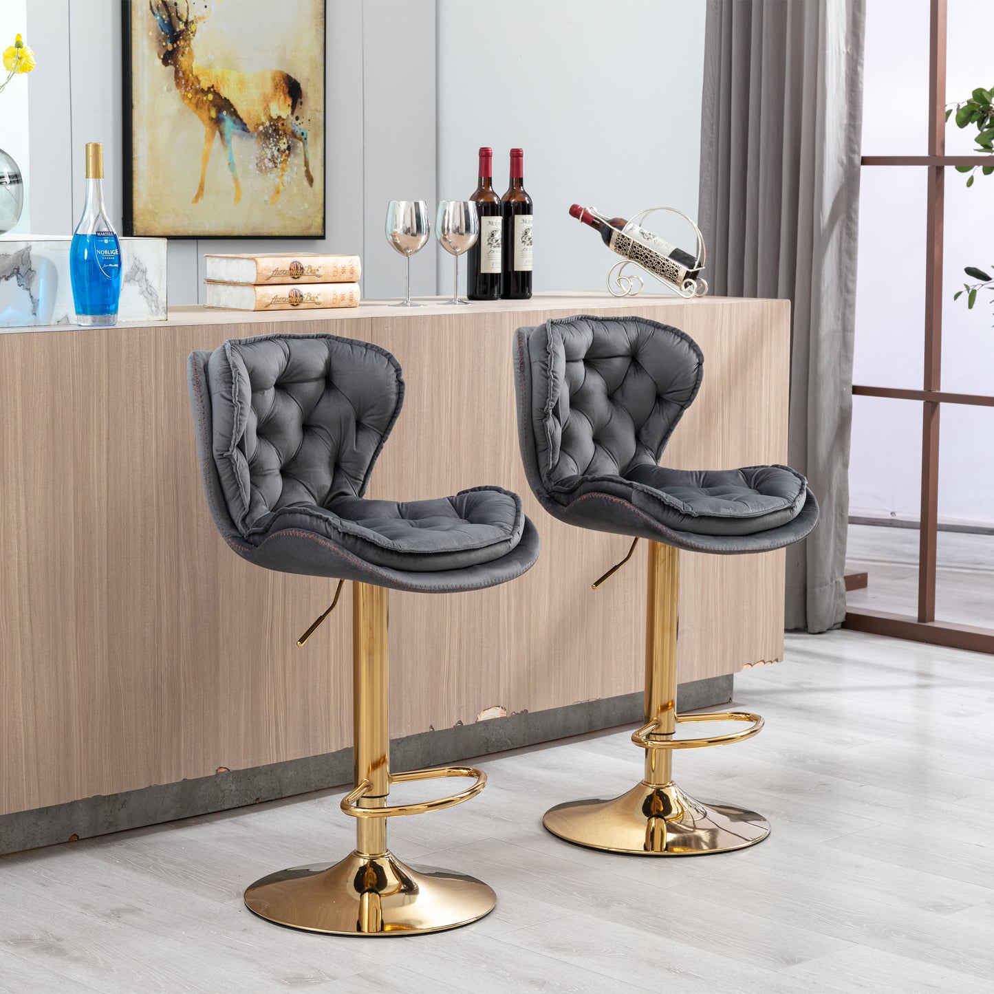 Layer Luxe Bar Stools - Gray Set of 2