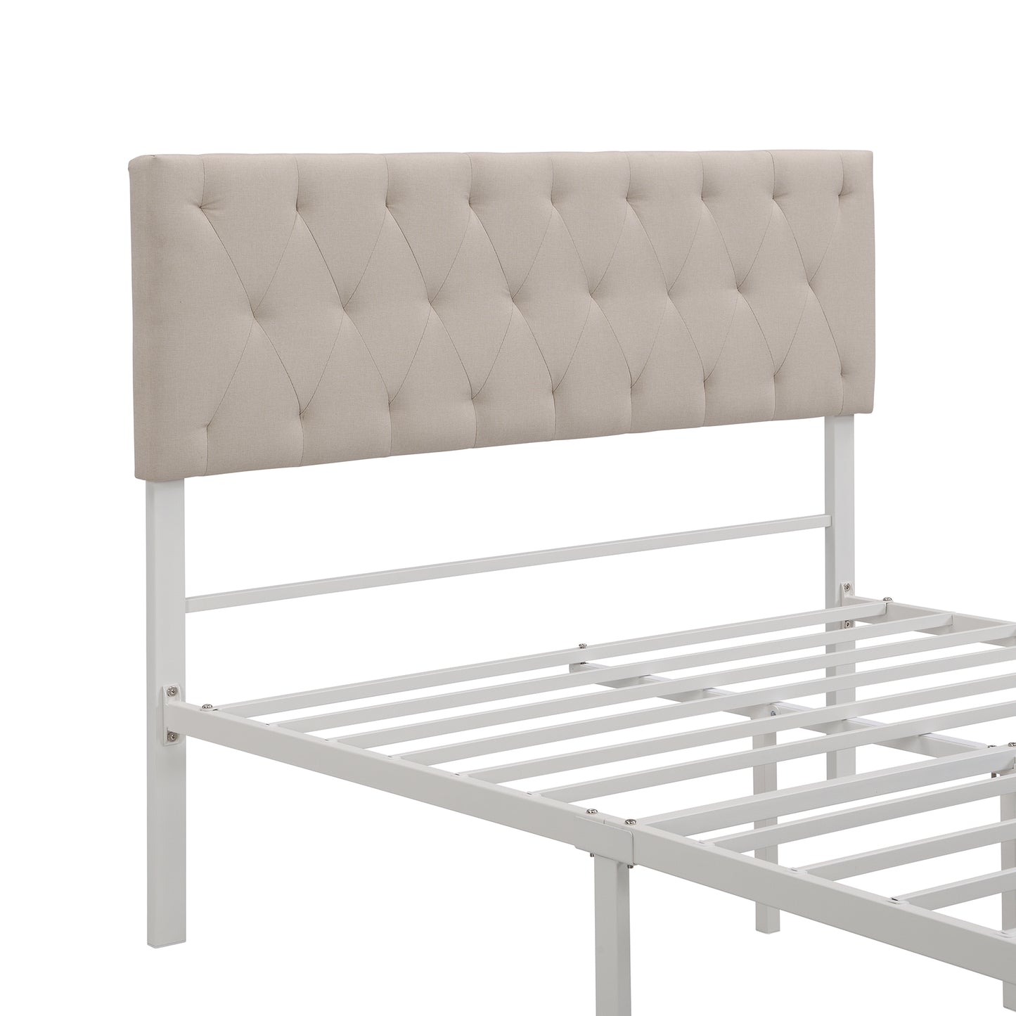 Apex Full Size Storage Bed Metal Platform Bed with Drawer - Beige