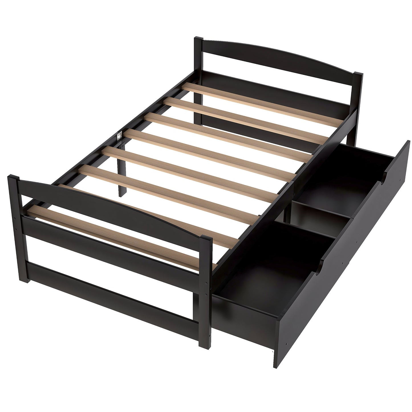 Espresso Dream Twin Platform Bed with Dual Drawers